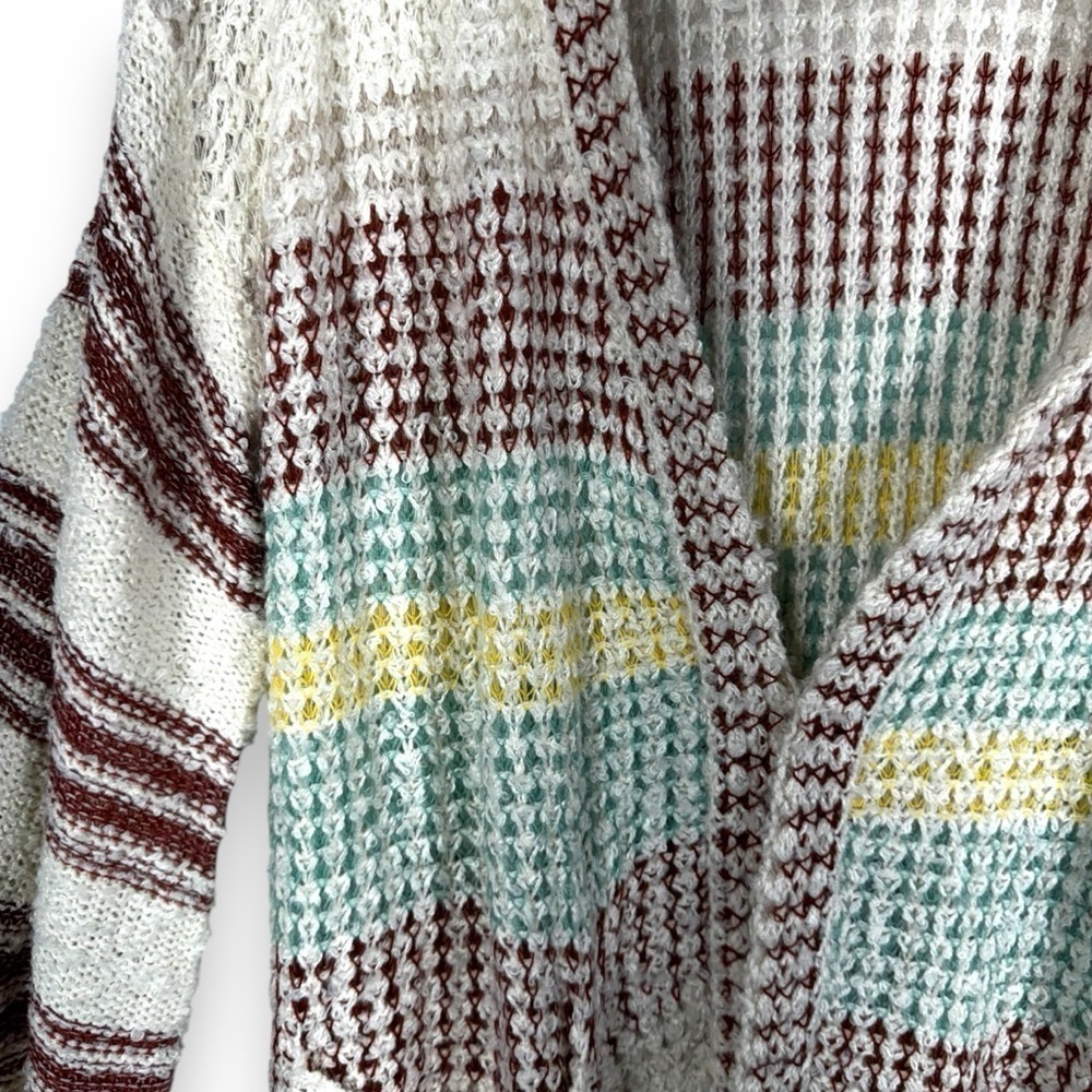 Net 153 Oversized Balloon Sleeve Open Front Cardigan, Multicolor Stripe, M/L - Picture 7 of 15